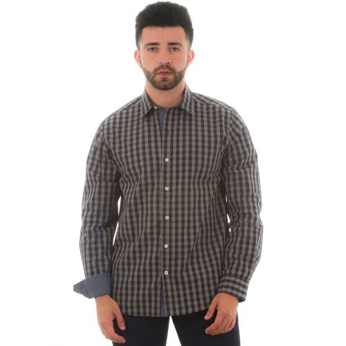 Pre-dyed Squares Long Sleeve Casual Shirt